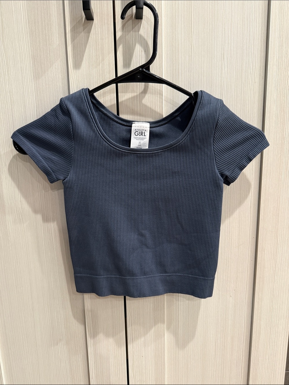 Athleta Girl Short Sleeve Ribbed Tee in Navy Blue